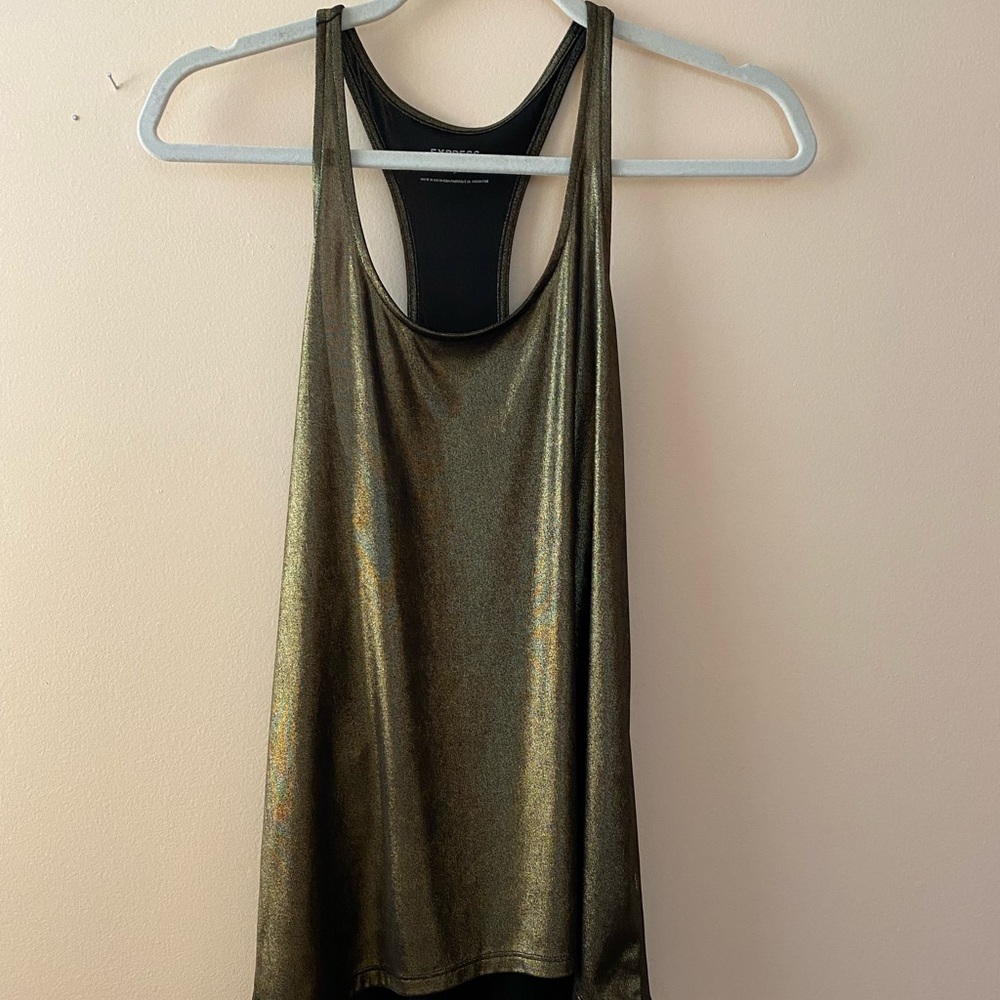 Express Gold Metallic Tank Top Size S